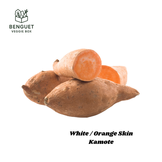 Fresh Benguet kamote with white and orange skin varieties.