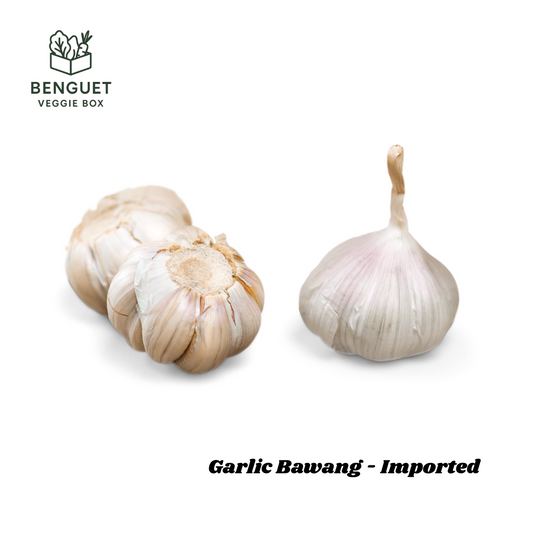 Premium imported garlic bulbs with clean white skin.